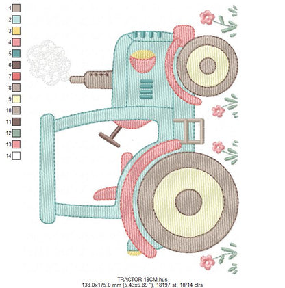 Farm Tractor embroidery designs - Ranch Pickup Truck with duck machine embroidery pattern - Baby boy file - Instant digital download pes jef (Copy) Marcia Embroidery