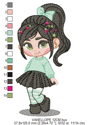 Vanellope embroidery design - Disney Princess machine embroidery patterns - Instant digital download (Copy) Marcia Embroidery
