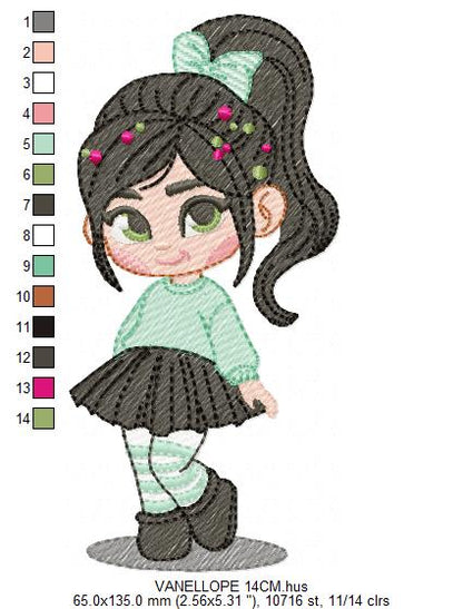 Vanellope embroidery design - Disney Princess machine embroidery patterns - Instant digital download (Copy) Marcia Embroidery
