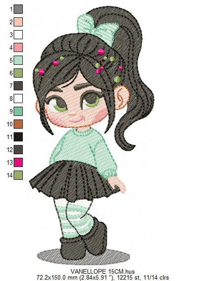 Vanellope embroidery design - Disney Princess machine embroidery patterns - Instant digital download (Copy) Marcia Embroidery