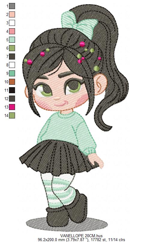 Vanellope embroidery design - Disney Princess machine embroidery patterns - Instant digital download (Copy) Marcia Embroidery