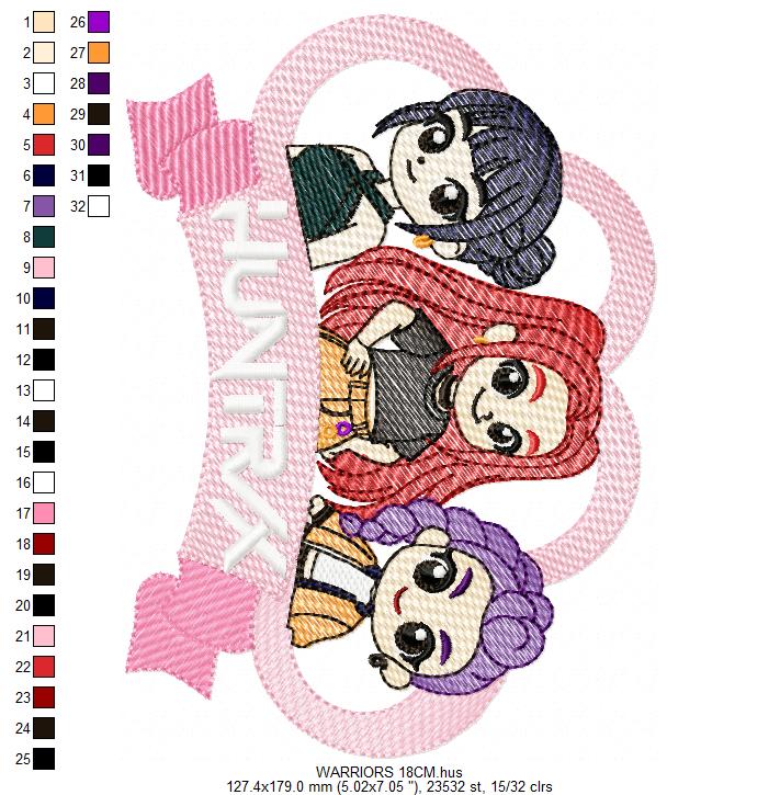 KPop Demon Hunters embroidery design - Kpop Warriors machine embroidery patterns - Baby girl file - Instant digital download (Copy) Marcia Embroidery