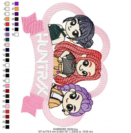KPop Demon Hunters embroidery design - Kpop Warriors machine embroidery patterns - Baby girl file - Instant digital download (Copy) Marcia Embroidery