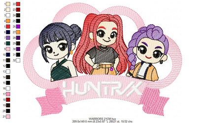 KPop Demon Hunters embroidery design - Kpop Warriors machine embroidery patterns - Baby girl file - Instant digital download (Copy) Marcia Embroidery