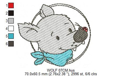 Wolf embroidery design - Happy Male Puppy machine embroidery pattern - Pet embroidery file - Instant digital download pes jef (Copy) Marcia Embroidery