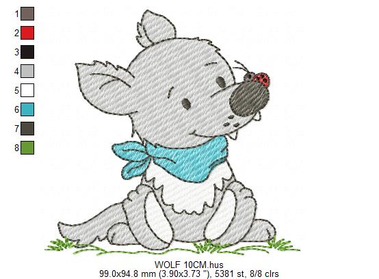 Wolf embroidery design - Happy Male Puppy machine embroidery pattern - Pet embroidery file - Instant digital download pes jef (Copy) Marcia Embroidery