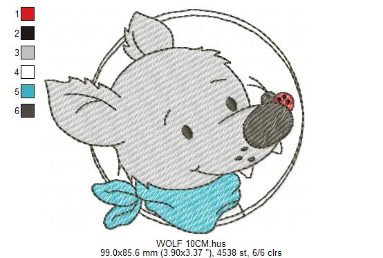 Wolf embroidery design - Happy Male Puppy machine embroidery pattern - Pet embroidery file - Instant digital download pes jef (Copy) Marcia Embroidery