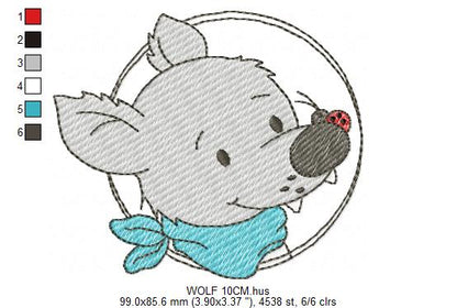 Wolf embroidery design - Happy Male Puppy machine embroidery pattern - Pet embroidery file - Instant digital download pes jef (Copy) Marcia Embroidery