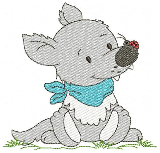 Wolf embroidery design - Happy Male Puppy machine embroidery pattern - Pet embroidery file - Instant digital download pes jef (Copy) Marcia Embroidery