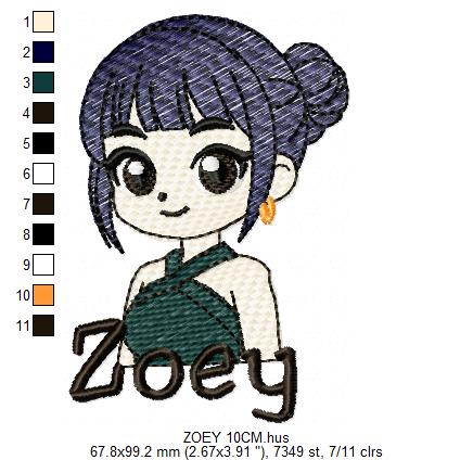 Zoey KPop Demon Hunters embroidery design - Kpop Warriors machine embroidery patterns - Baby girl file - Instant digital download (Copy) Marcia Embroidery