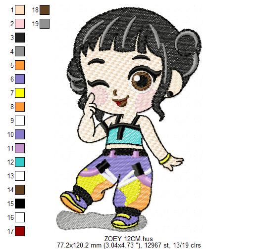 Zoey KPop Demon Hunters embroidery design - Kpop Warriors machine embroidery patterns - Baby girl file - Instant digital download (Copy) Marcia Embroidery