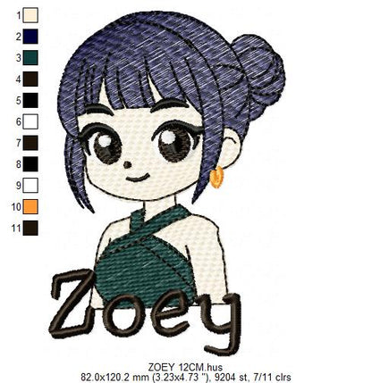 Zoey KPop Demon Hunters embroidery design - Kpop Warriors machine embroidery patterns - Baby girl file - Instant digital download (Copy) Marcia Embroidery