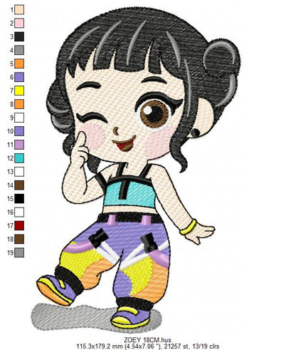 Zoey KPop Demon Hunters embroidery design - Kpop Warriors machine embroidery patterns - Baby girl file - Instant digital download (Copy) Marcia Embroidery