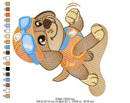 Paw Patrol embroidery designs - Dog Zuma machine embroidery patterns - Baby Girl Boy file - Instant digital download - Zuma Chase Rubble Skye Marshall (Copy) Marcia Embroidery