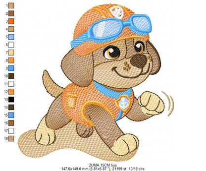 Paw Patrol embroidery designs - Dog Zuma machine embroidery patterns - Baby Girl Boy file - Instant digital download - Zuma Chase Rubble Skye Marshall (Copy) Marcia Embroidery