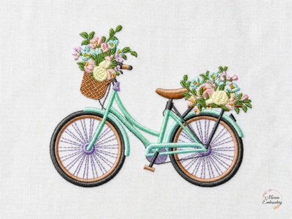 Bike embroidery designs - Bicycle embroidery design machine embroidery pattern - baby  girl embroidery file - jef pes dst hus vip vp3 xxx (Copy)