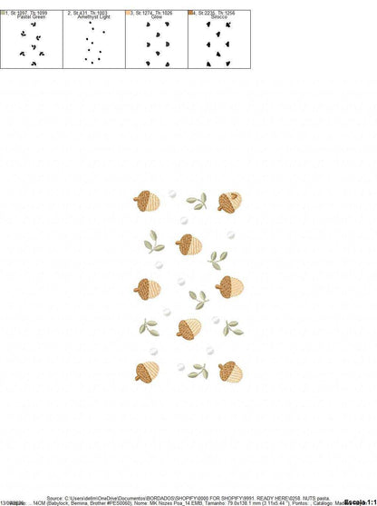 Acorn embroidery design - Walnut and Chestnut machine embroidery pattern - Kitchen Towel file - Instant digital download pes jef hus dst - Marcia Embroidery