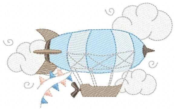 Airship embroidery design - Dirigible Zeppelin machine embroidery pattern - Baby Boy and Girl file - Instant digital download pes jef dst - Marcia Embroidery