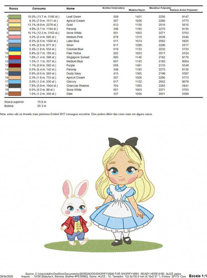 Alice embroidery design - Disney Princess machine embroidery pattern -Baby girl file - Instant digital download pes jef dst - Marcia Embroidery