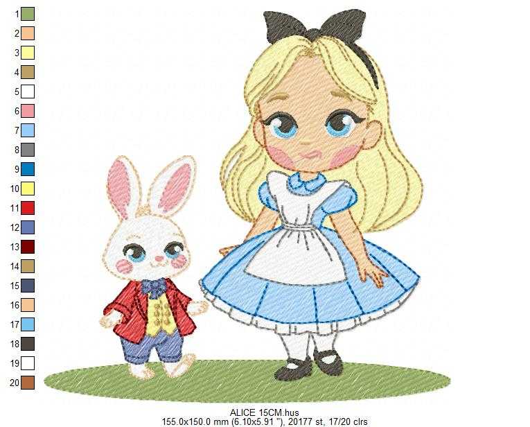 Alice embroidery design - Disney Princess machine embroidery pattern -Baby girl file - Instant digital download pes jef dst - Marcia Embroidery