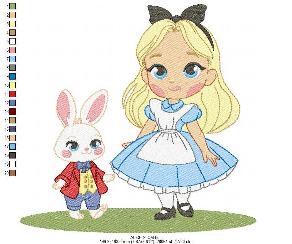 Alice embroidery design - Disney Princess machine embroidery pattern -Baby girl file - Instant digital download pes jef dst - Marcia Embroidery