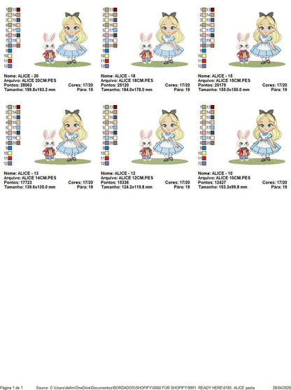 Alice embroidery design - Disney Princess machine embroidery pattern -Baby girl file - Instant digital download pes jef dst - Marcia Embroidery