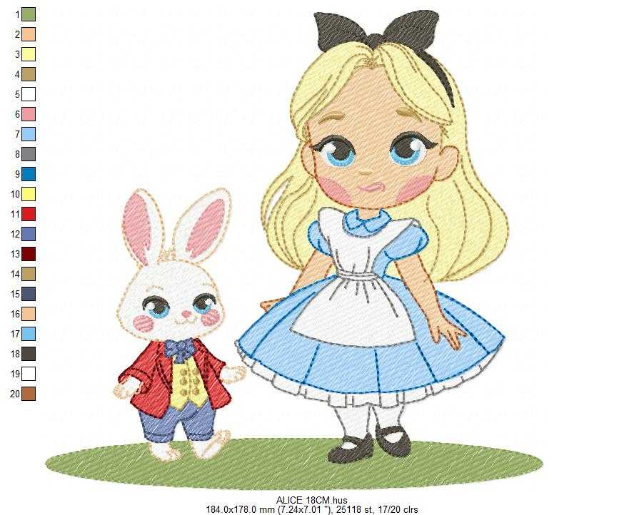 Alice embroidery design - Disney Princess machine embroidery pattern -Baby girl file - Instant digital download pes jef dst - Marcia Embroidery
