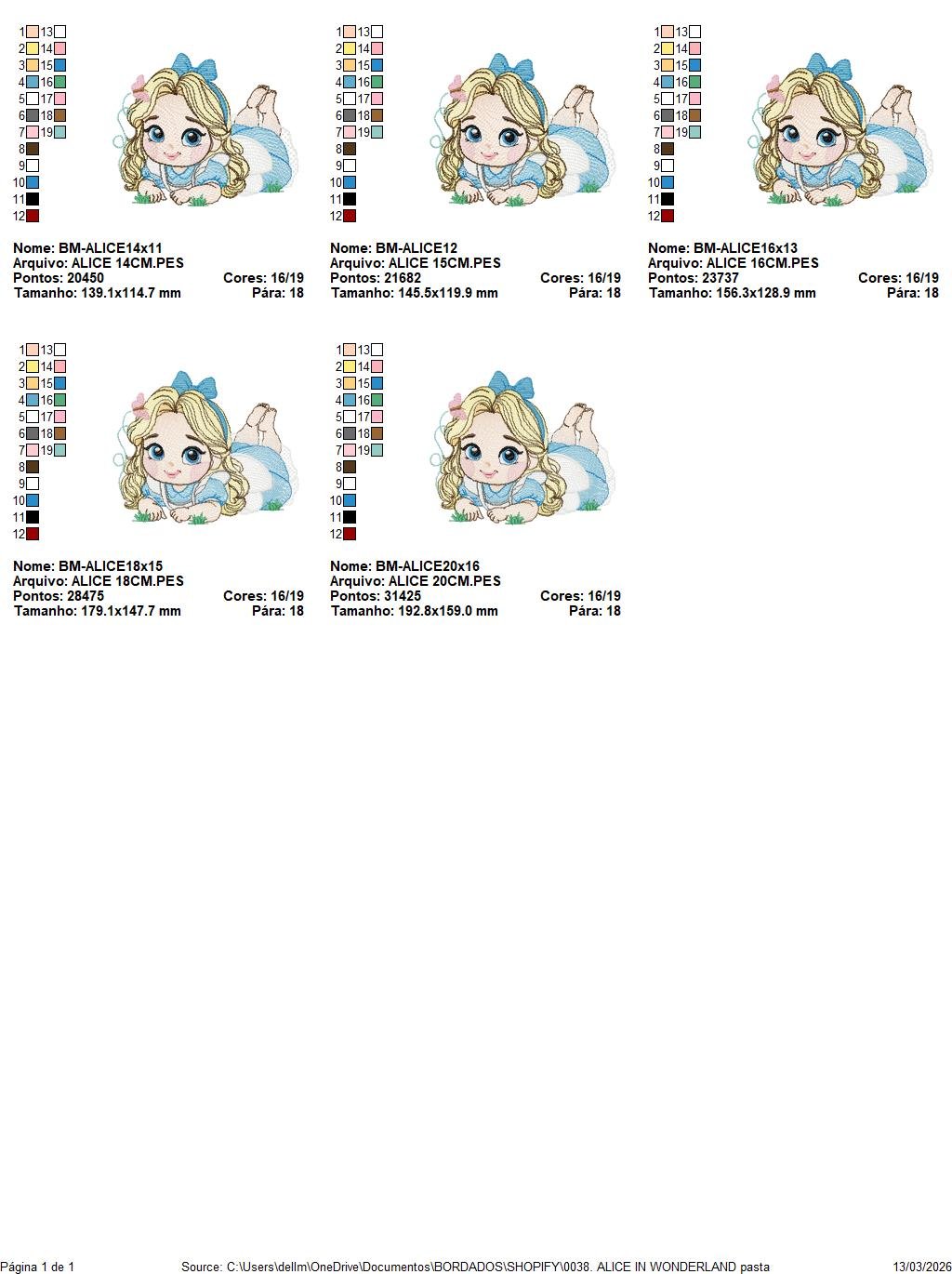 Alice embroidery design - Disney Princess machine embroidery pattern - Baby Girl Princess file - Alice in Wonderland - Instant digital download - Marcia Embroidery