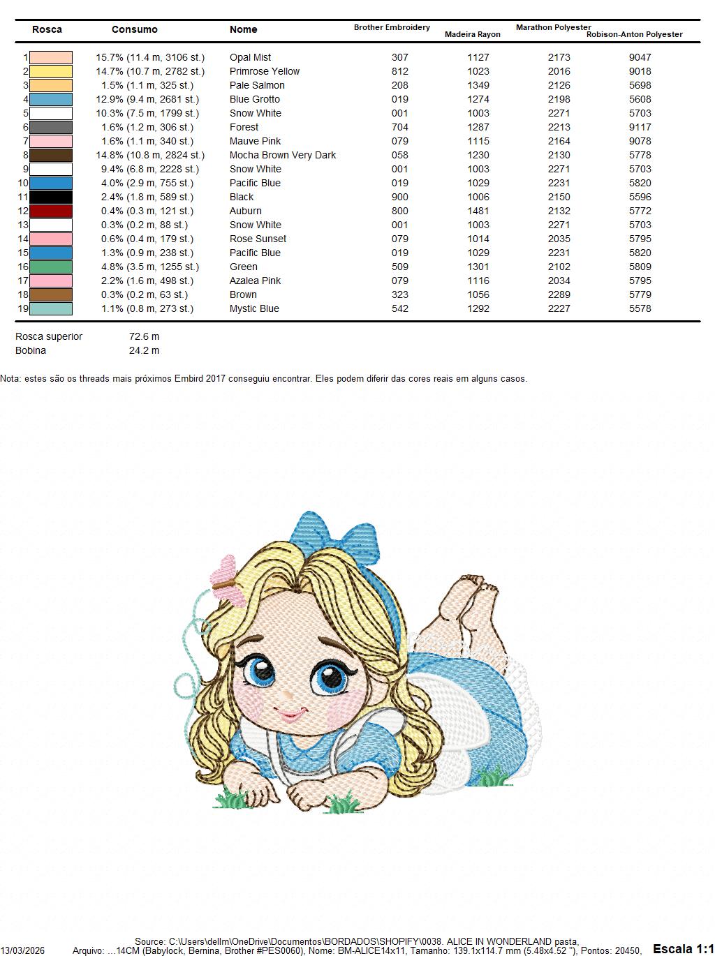 Alice embroidery design - Disney Princess machine embroidery pattern - Baby Girl Princess file - Alice in Wonderland - Instant digital download - Marcia Embroidery