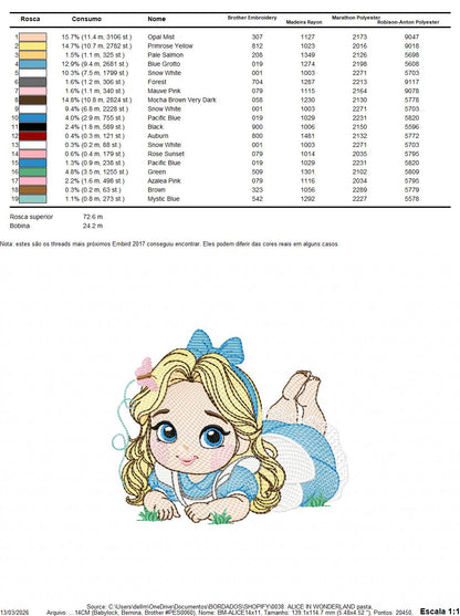 Alice embroidery design - Disney Princess machine embroidery pattern - Baby Girl Princess file - Alice in Wonderland - Instant digital download - Marcia Embroidery