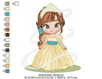 Anastasia embroidery design - Disney Princess machine embroidery patterns - Baby girl file - Instant digital download pes jef dst - Marcia Embroidery