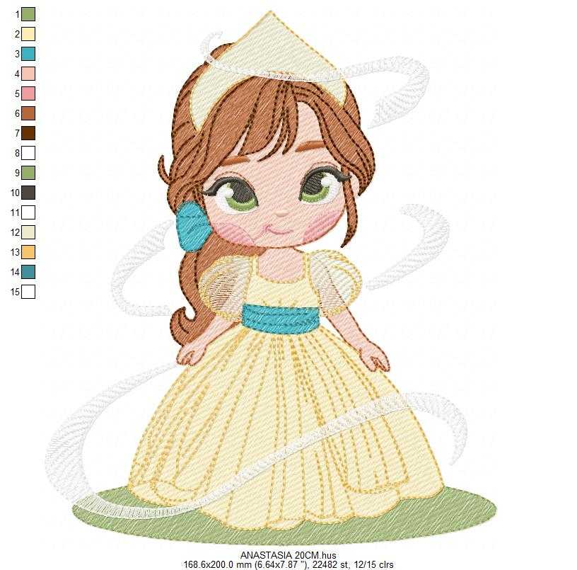 Anastasia embroidery design - Disney Princess machine embroidery patterns - Baby girl file - Instant digital download pes jef dst - Marcia Embroidery