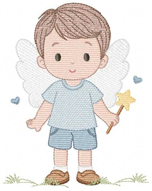 Angel embroidery design - Baby boy with wings machine embroidery pattern - Angelic embroidery file - Instant digital download pes jef - Marcia Embroidery