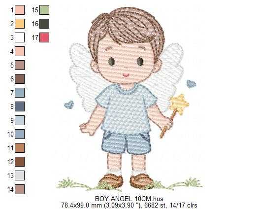 Angel embroidery design - Baby boy with wings machine embroidery pattern - Angelic embroidery file - Instant digital download pes jef - Marcia Embroidery
