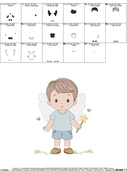 Angel embroidery design - Baby boy with wings machine embroidery pattern - Angelic embroidery file - Instant digital download pes jef - Marcia Embroidery