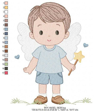 Angel embroidery design - Baby boy with wings machine embroidery pattern - Angelic embroidery file - Instant digital download pes jef - Marcia Embroidery