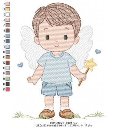 Angel embroidery design - Baby boy with wings machine embroidery pattern - Angelic embroidery file - Instant digital download pes jef - Marcia Embroidery