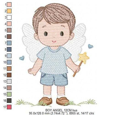 Angel embroidery design - Baby boy with wings machine embroidery pattern - Angelic embroidery file - Instant digital download pes jef - Marcia Embroidery