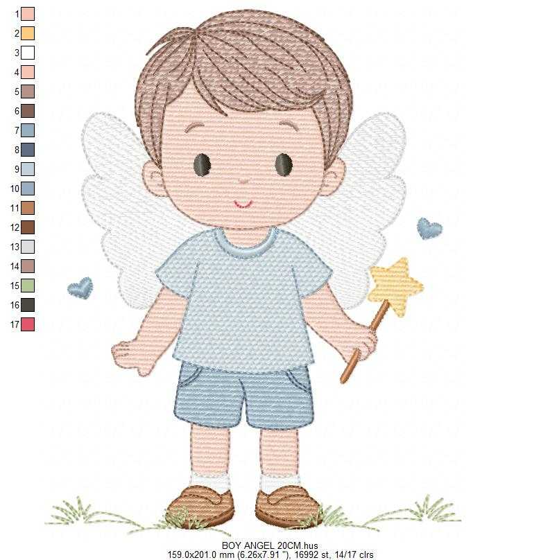 Angel embroidery design - Baby boy with wings machine embroidery pattern - Angelic embroidery file - Instant digital download pes jef - Marcia Embroidery