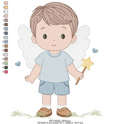 Angel embroidery design - Baby boy with wings machine embroidery pattern - Angelic embroidery file - Instant digital download pes jef - Marcia Embroidery