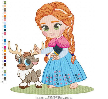 Anna embroidery design - Frozen Disney Princess machine embroidery pattern - Instant digital download pes jef dst hus - Marcia Embroidery