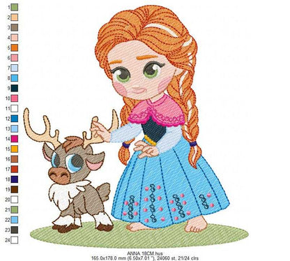 Anna embroidery design - Frozen Disney Princess machine embroidery pattern - Instant digital download pes jef dst hus - Marcia Embroidery