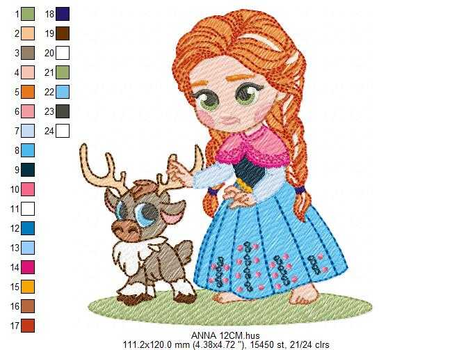 Anna embroidery design - Frozen Disney Princess machine embroidery pattern - Instant digital download pes jef dst hus - Marcia Embroidery