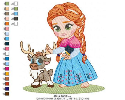 Anna embroidery design - Frozen Disney Princess machine embroidery pattern - Instant digital download pes jef dst hus - Marcia Embroidery