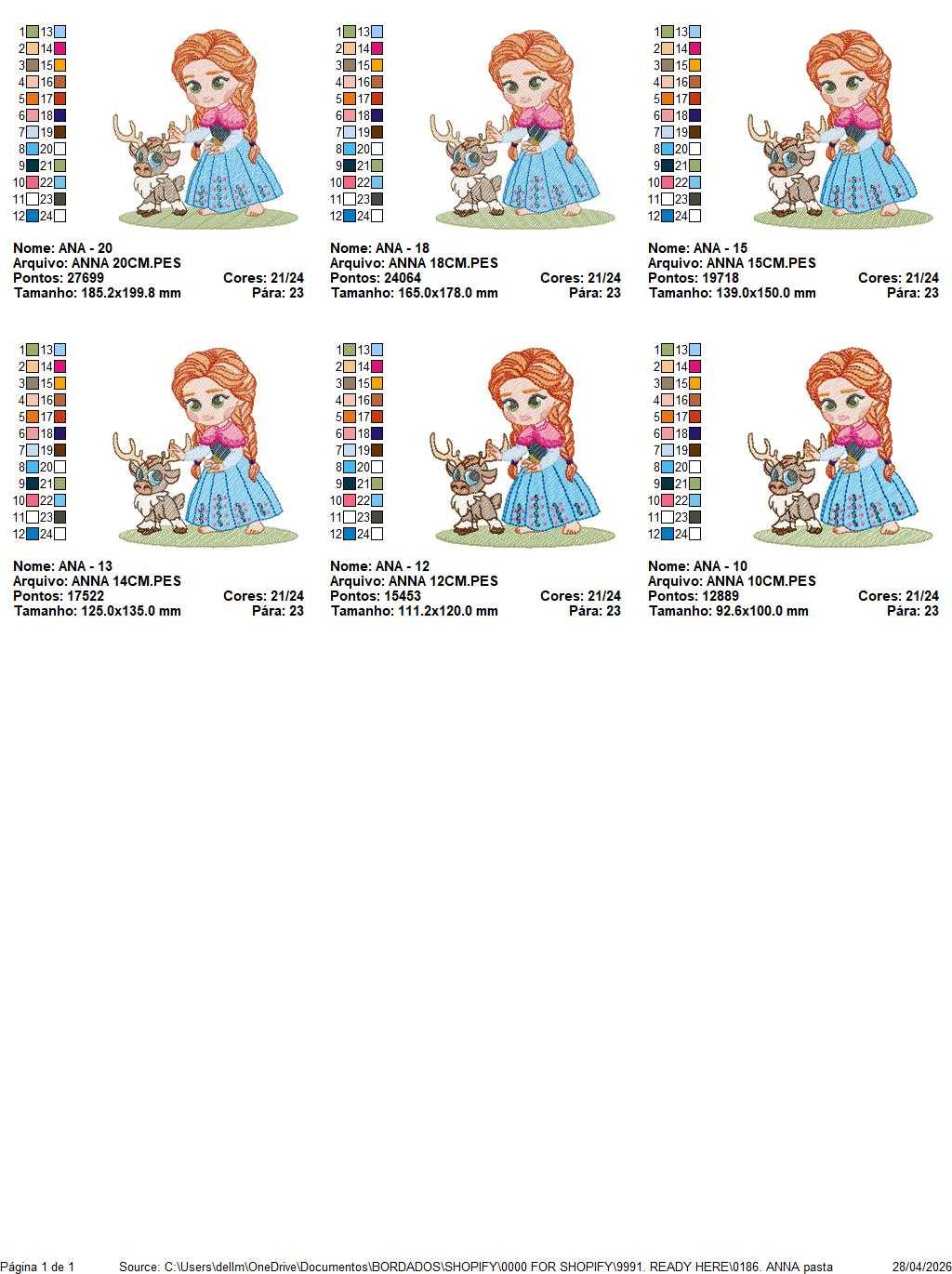 Anna embroidery design - Frozen Disney Princess machine embroidery pattern - Instant digital download pes jef dst hus - Marcia Embroidery