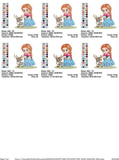 Anna embroidery design - Frozen Disney Princess machine embroidery pattern - Instant digital download pes jef dst hus - Marcia Embroidery