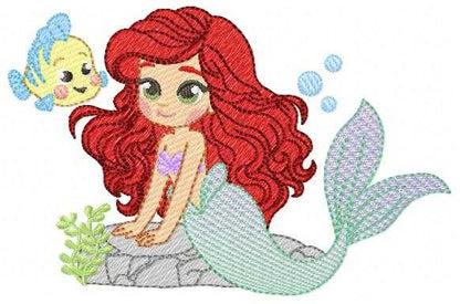 Ariel embroidery design - Disney Princess machine embroidery pattern - Baby Girl Mermaid design - Instant digital download pes jef dst - Marcia Embroidery