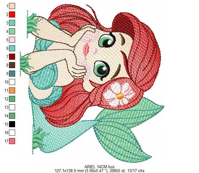Ariel embroidery design - Disney Princess machine embroidery patterns - Baby Girl Mermaid design - Instant digital download - Marcia Embroidery