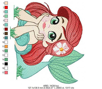 Ariel embroidery design - Disney Princess machine embroidery patterns - Baby Girl Mermaid design - Instant digital download - Marcia Embroidery