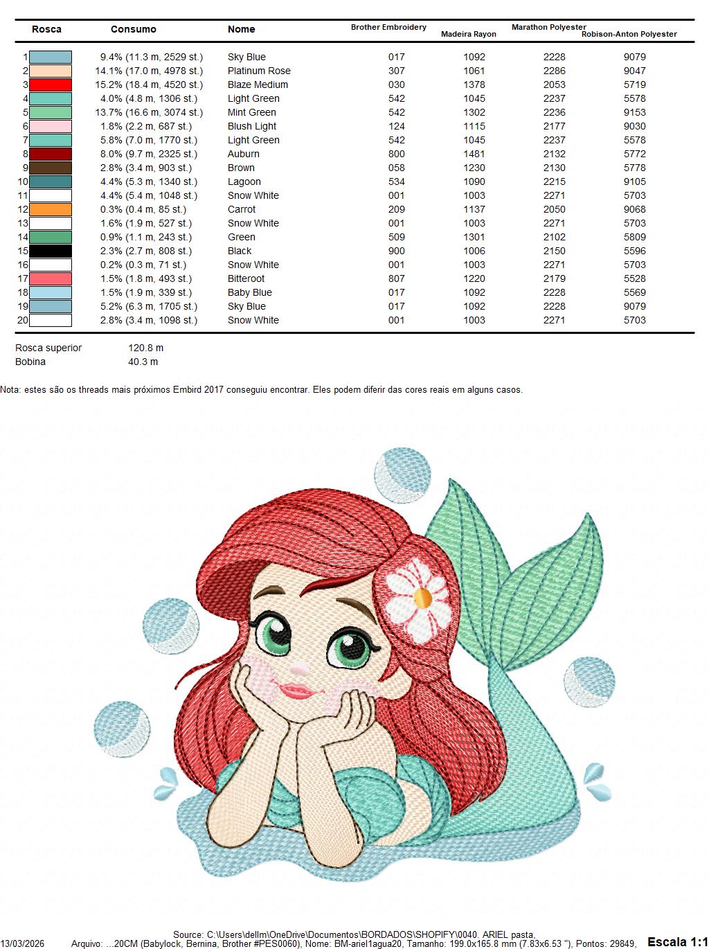 Ariel embroidery design - Disney Princess machine embroidery patterns - Baby Girl Mermaid design - Instant digital download - Marcia Embroidery